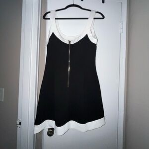 NWOT Lulu’s black mini dress with white trim size L